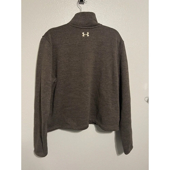 Under Armour Women’s XL Brown Crop Soecialist Henley Sweatshirt Knit Sweater - Picture 3 of 3